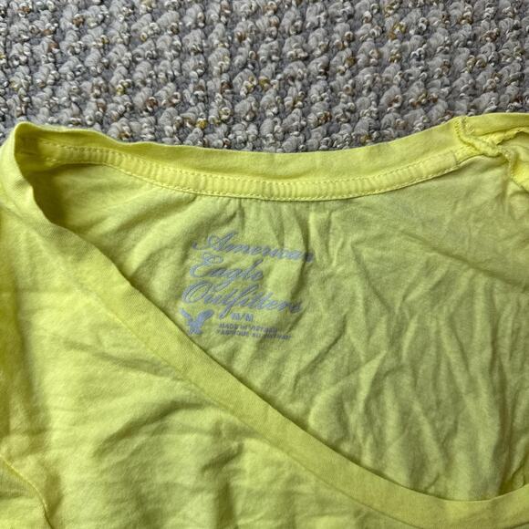 Y2K vintage American Eagle butter yellow layering scoop neck tee - Picture 4 of 6